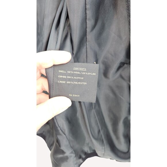 Fleet Street Wool Hooded Jacket Black Plaid Lined Wool Zip Coat Womens Petite PL - Picture 9 of 12